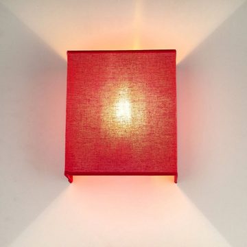 Licht-Erlebnisse Wandleuchte ALICE, ohne Leuchtmittel, Wandlampe Up Down Rot Stoff Metall eckig E27 Beleuchtung
