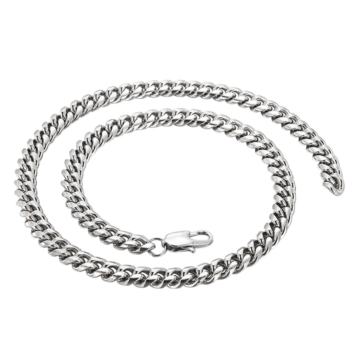 KARMA Kette ohne Anhänger Silber Unisex Edelstahl 45,50 od. 55 cm (wasserfest und hypoallergen, 1-tlg., Herren Damen Geschenk für Sie Ihn), Halskette Gliederkette Panzerkette Edelstahlkette