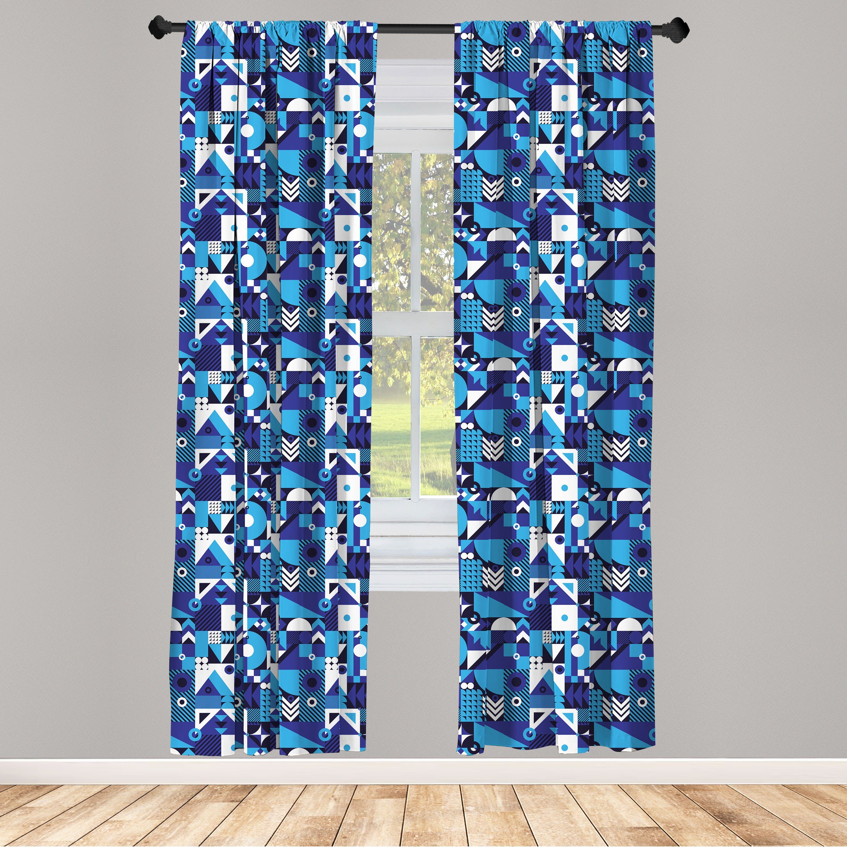 Gardine Vorhang für Wohnzimmer Schlafzimmer Dekor, Abakuhaus, Microfaser, Navy blau Contemporary Abstract