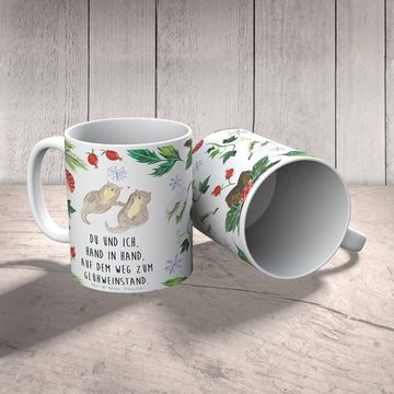 Mr. & Mrs. Panda Tasse Otter Glühweinstand - Weiß - Geschenk, Winter, Weihnachtsdeko, Kaffee, Keramik, Einzigartiges Botschaft