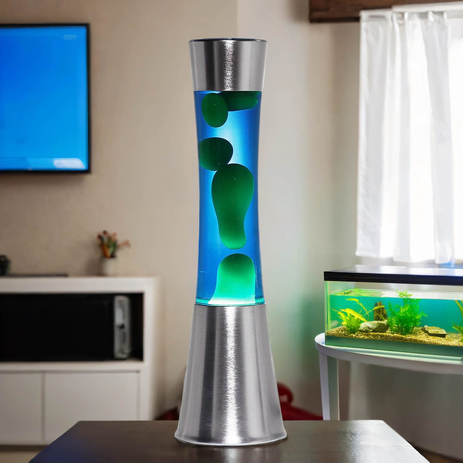 Licht-Erlebnisse Lavalampe SANDRO, Warmweiß, Retro Stimmungslicht Blau Grün günstig online kaufen