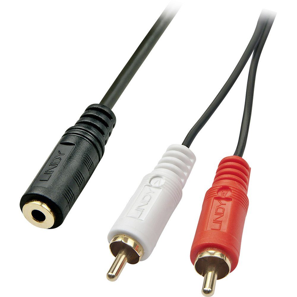 Lindy LINDY 35677 Cinch / Klinke Audio Adapter [2x Cinch-Stecker - 1x Klink Audio-Adapter, 25.00 cm