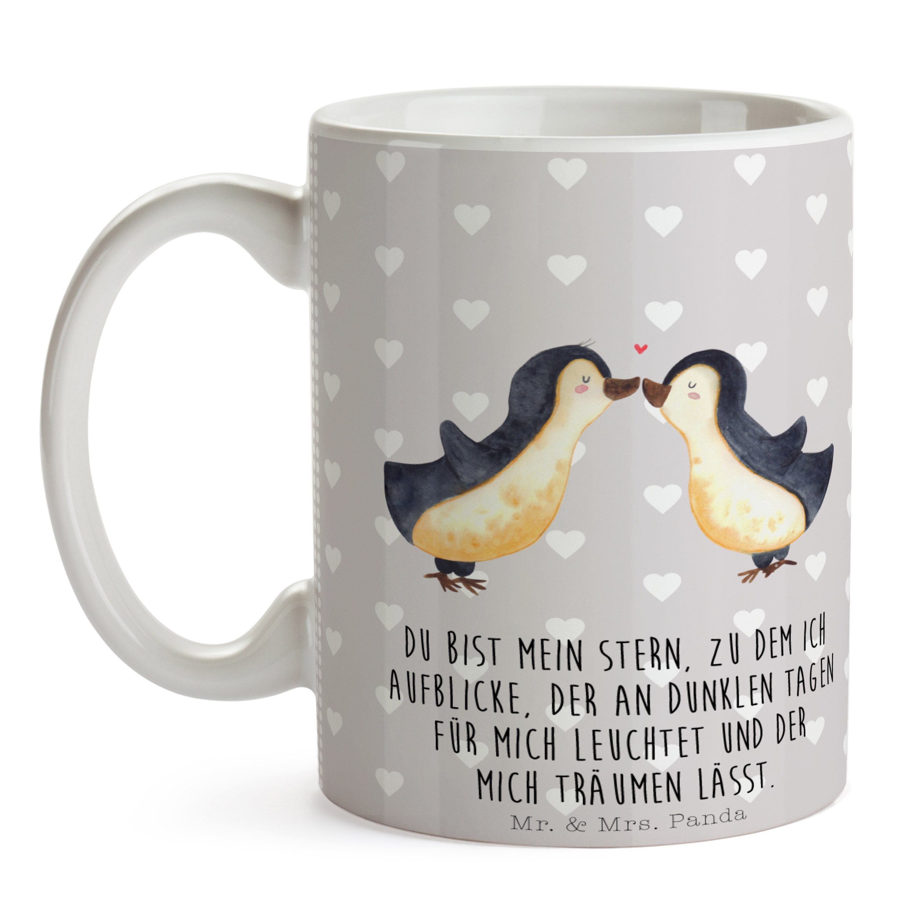 Pinguin Mrs. Keramik Mr. Tasse Heiratsantrag, Sprüche, Grau Geschenk, Liebe - Panda Tasse - & Pastell