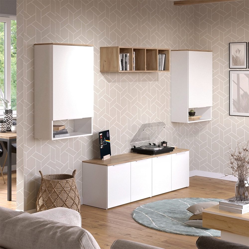 Vicco Wohnwand Wido, Weiß/Sonoma, 5 Teile, (5-St)