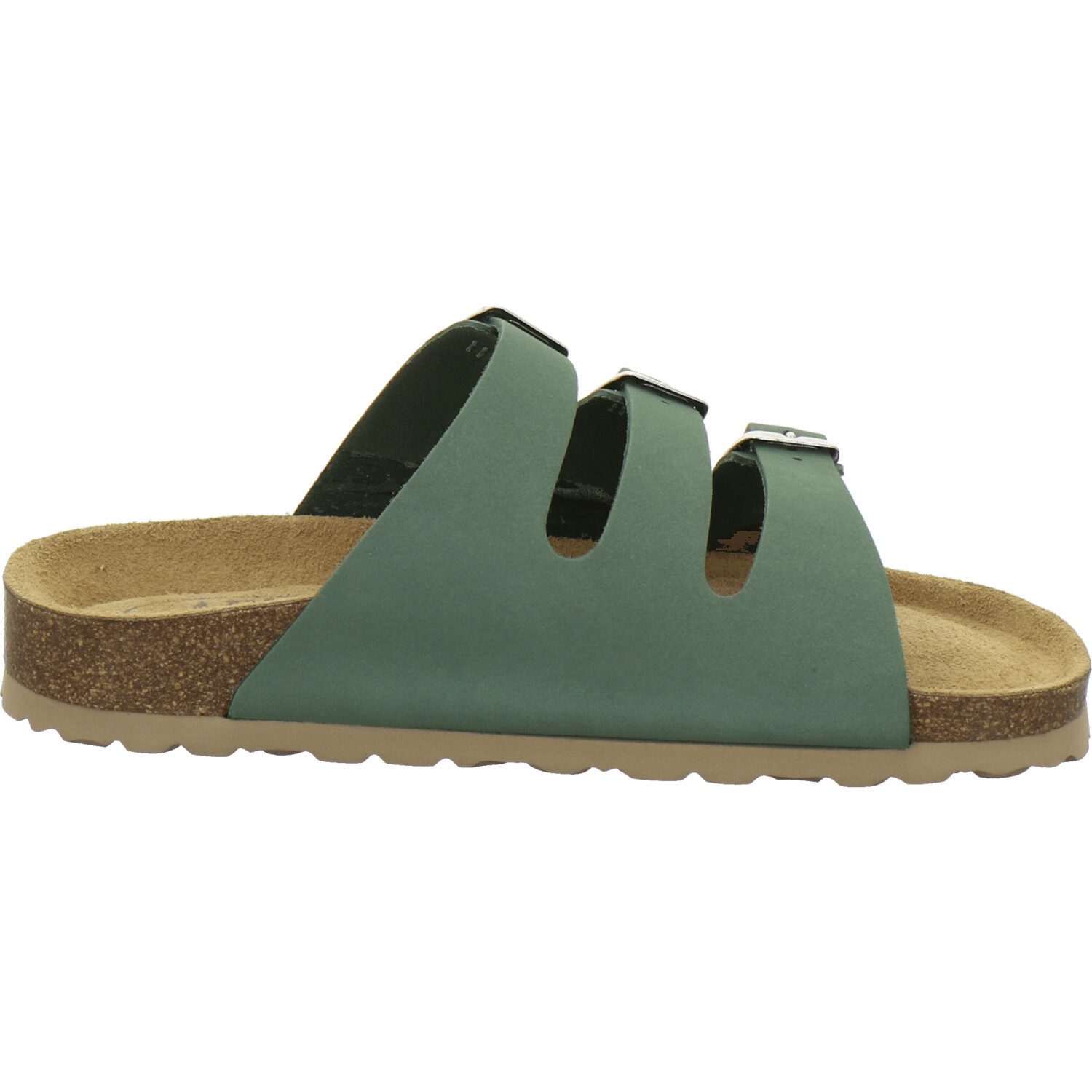 AFS-Schuhe 213369 Dreischnaller Pantolette für Damen mit Fußbett, bequeme Sandalen aus Leder