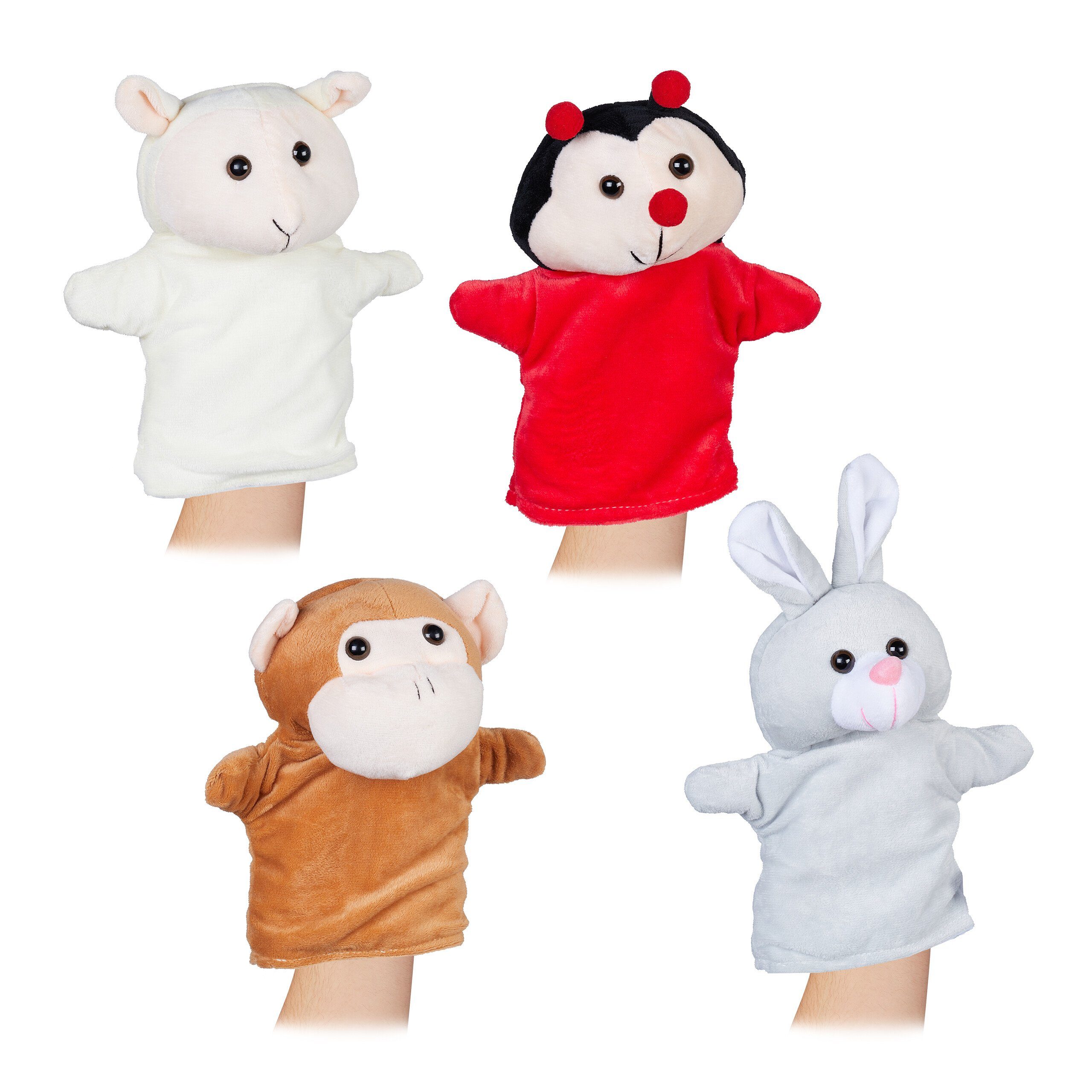 relaxdays Handpuppe Handpuppen für Kinder 4er Set