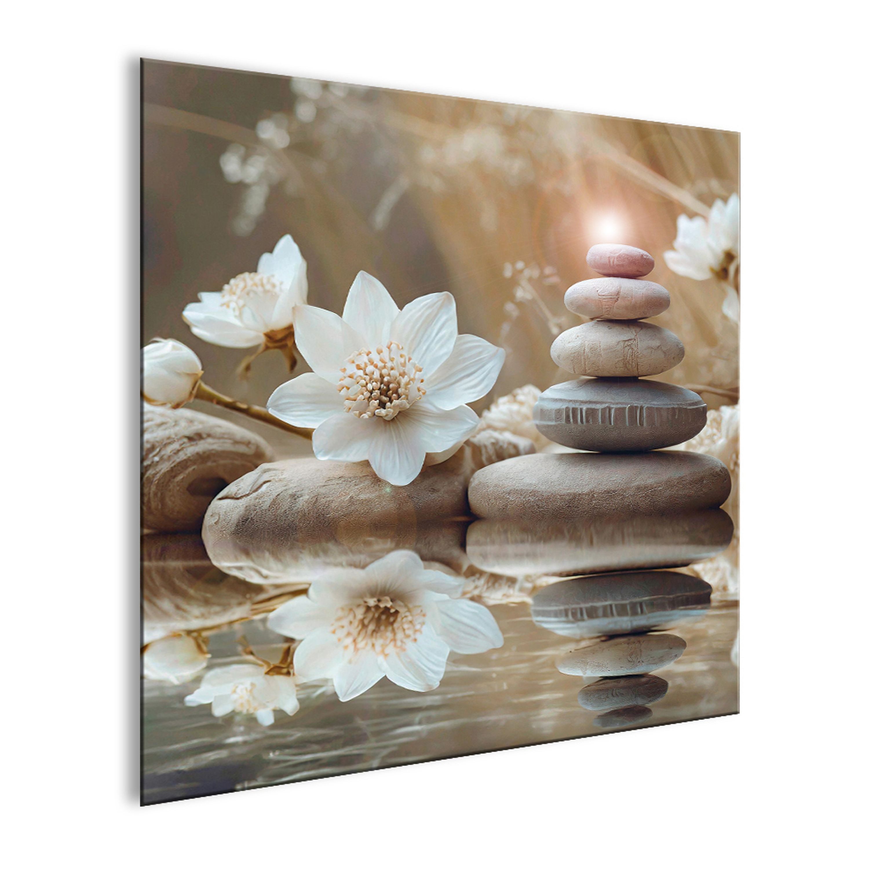 artissimo Glasbild Glasbild 30x30cm Bild aus Glas Boho-Style weiß beige Yog günstig online kaufen