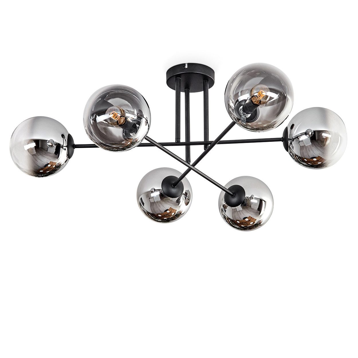 hofstein Deckenleuchte Deckenlampe aus Metall/Glas in Schwarz/Chromfarben/R günstig online kaufen