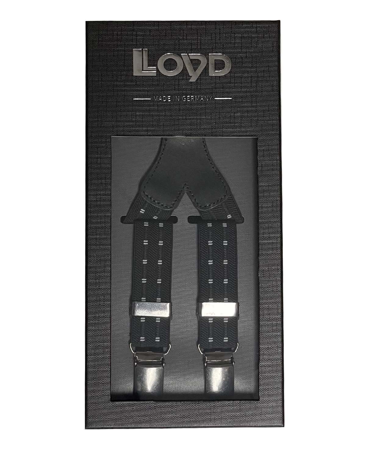 LLOYD Men’s Belts Hosenträger LLOYD-Hosenträger black Lederr-Rückenteil 25 gemustert Clips Gr.120 mm
