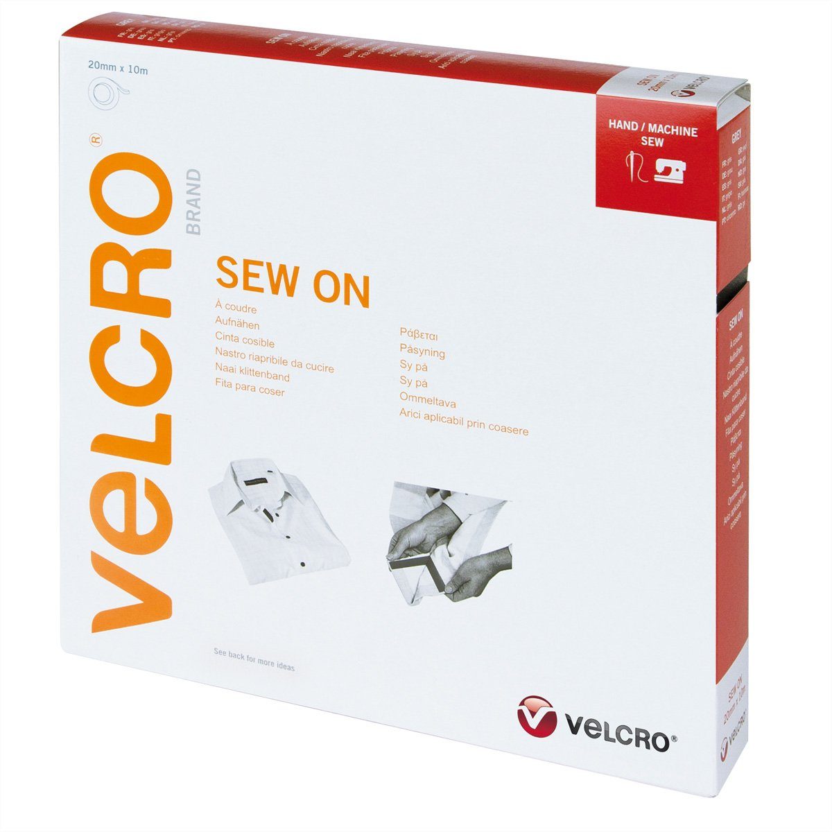 VELCRO Kabelbinder Klettband zum Aufnähen Haken & Flausch 20mm x 10m Grau