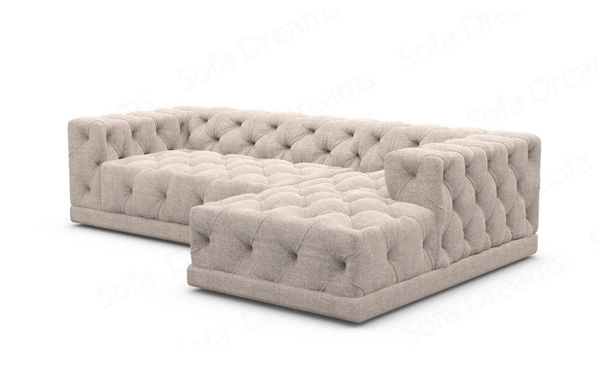 Ecksofa L Loungesofa kurz Style, Sofa Chesterfield Polster Stoffsofa, Strukturstoff Dreams Palma Form beige02 Sofa Stoff