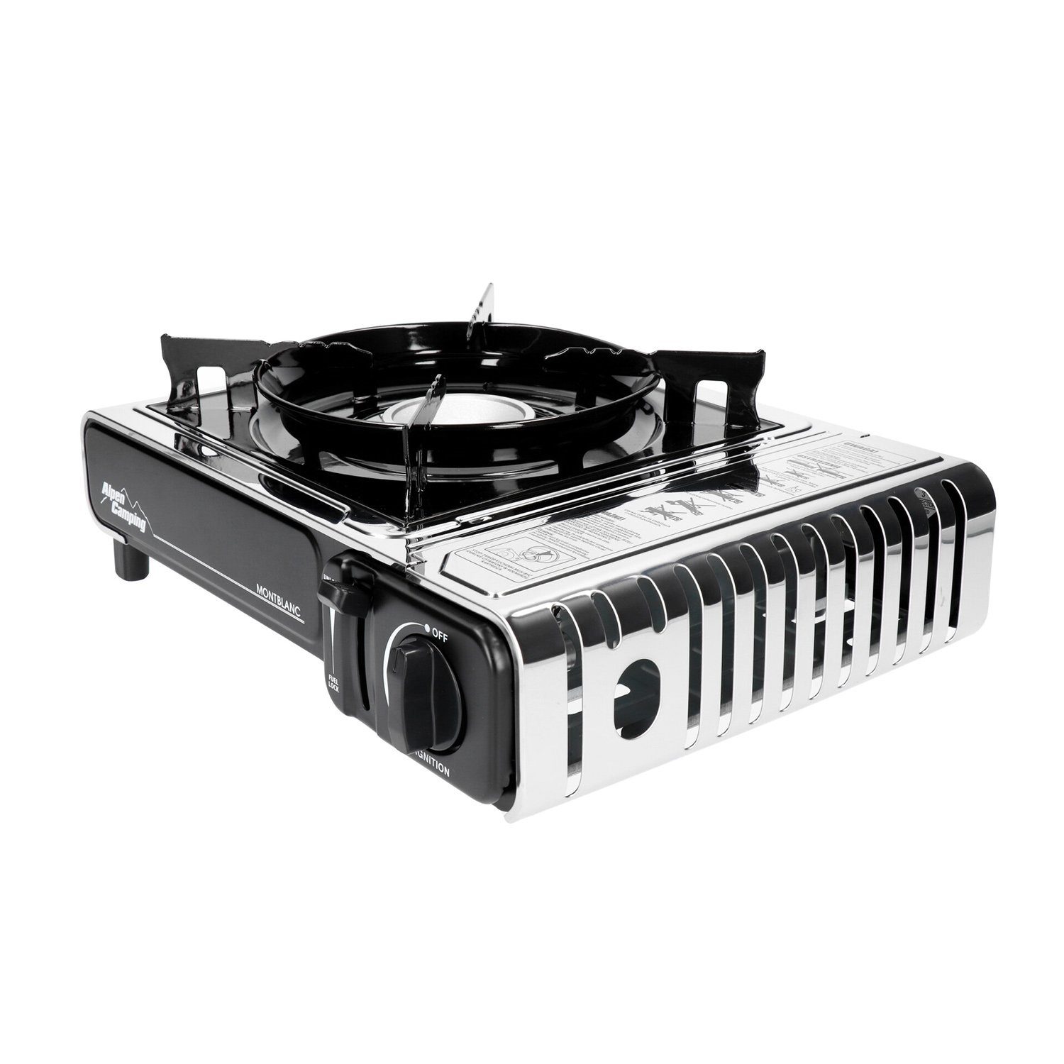 Alpen Camping Gasgrill Mount Blanc, [ 2,2 kW ] für Gaskartuschen; integr. Piezozündung