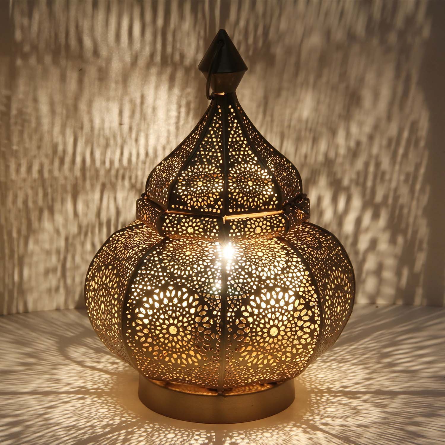 Casa Moro Nachttischlampe Orientalische Tischlampe Gohar in Antik-Gold Look LN2090, ohne Leuchtmittel, Bodenlampe, Nachttischlampe, Ramadan Lampe