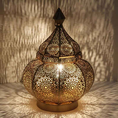 Casa Moro Nachttischlampe Orientalische Tischlampe Gohar in Antik-Gold-Look LN2090, ohne Leuchtmittel, Nacttischlampe, Bodenlampe, Schöne Weihnachtbeleuchtung