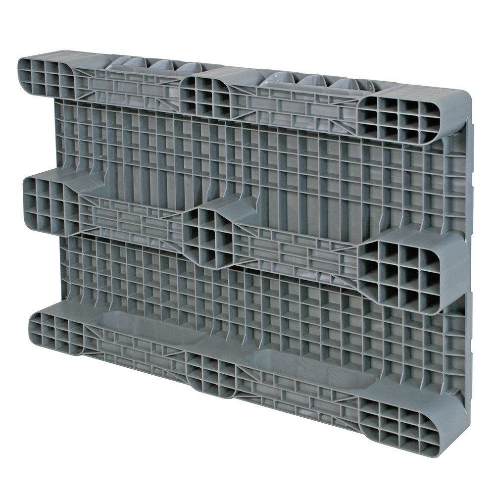 BRB-Lagertechnik Dekopalette Schwerlastpalette mit 3 Kufen, LxBxH 1200x800x155 mm, Kunststoffpalette aus Polyethylen-Kunststoff (PE/RE)