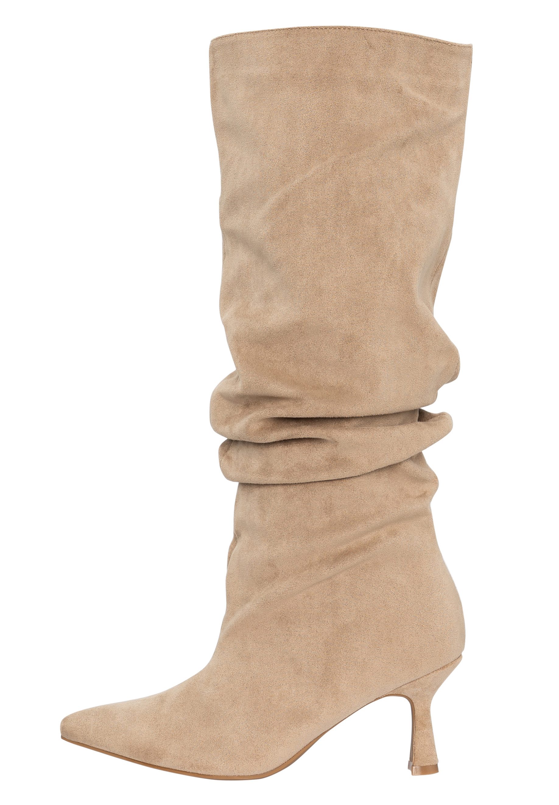 Salinyang Kniehohe Damenstiefel mit gerafftem Schaft & Absatz Elegant Stiefel