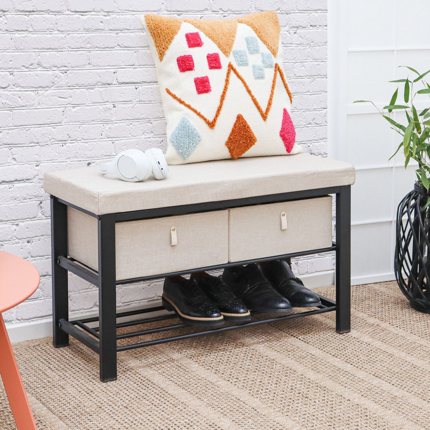 DuneDesign Schuhregal Schuhbank mit Polster 81x32x50 günstig online kaufen