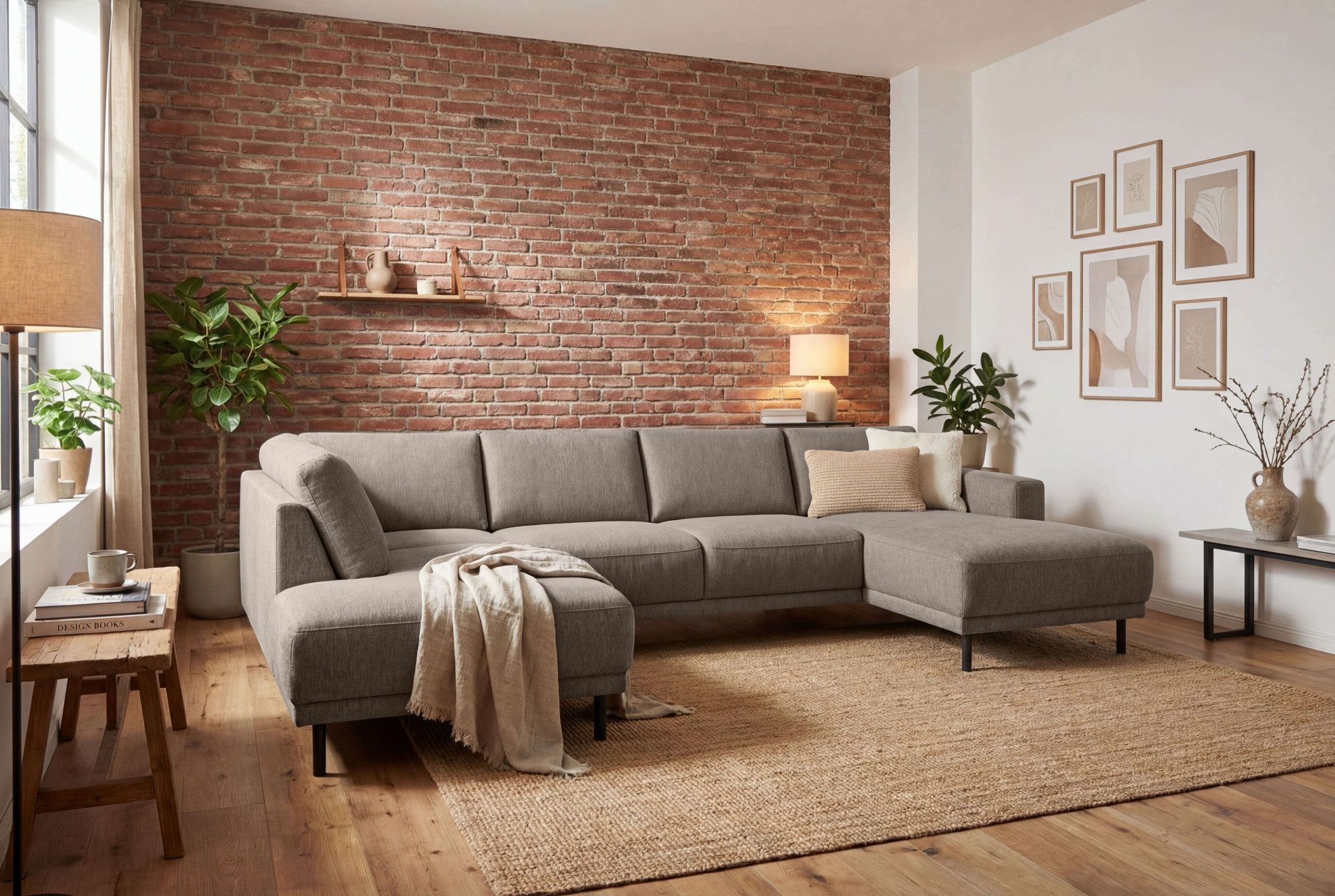 OTTO home Wohnlandschaft Sveeva, U-Form, XXL, B.310 cm, schwarze Metallfüße, langlebiger Webstoff, mit Wellenunterfederung, viele Farben