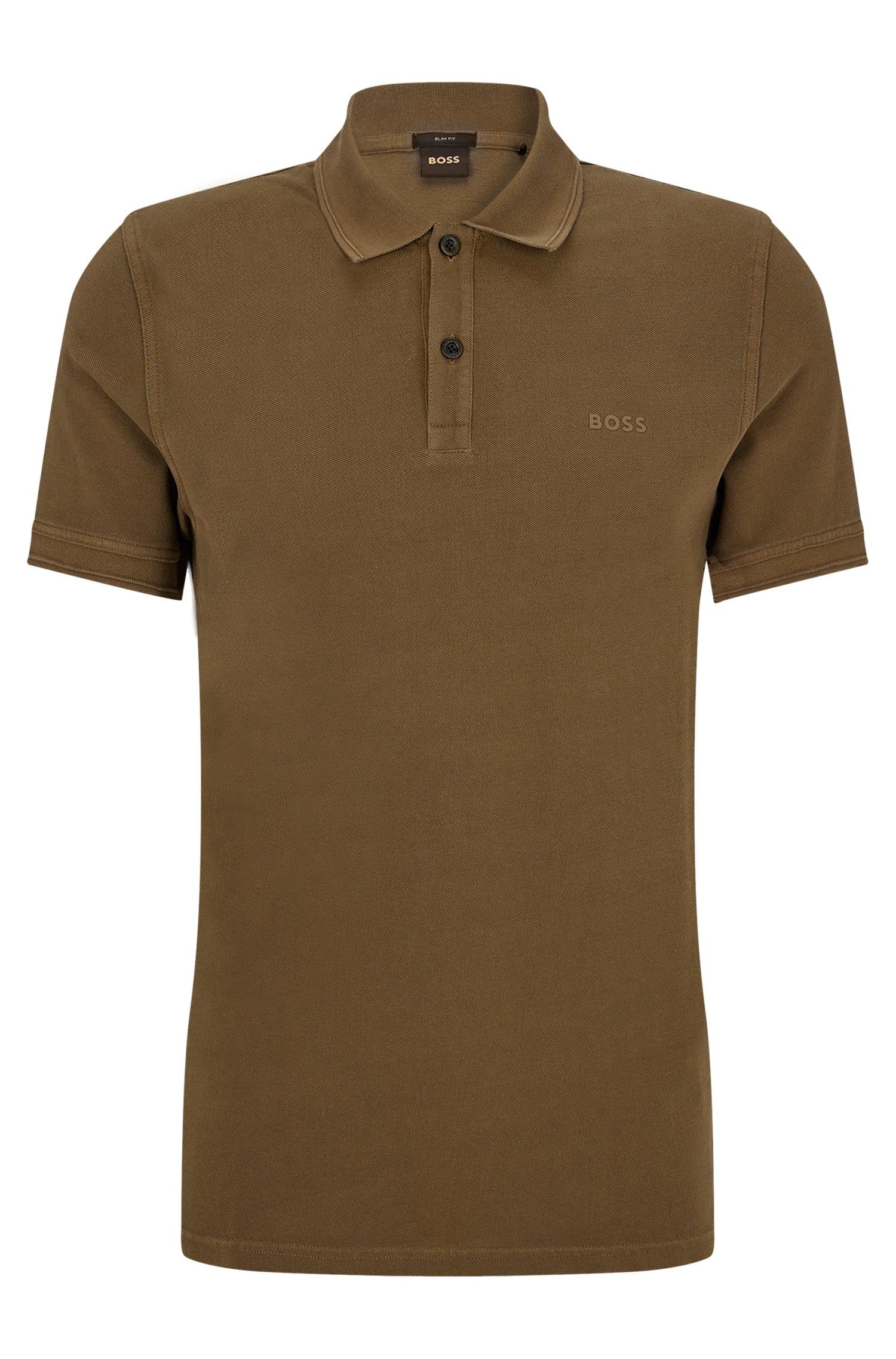 BOSS ORANGE Poloshirt 10203439 01 Logoschriftzug dunkelgrün Brust der dezentem auf Prime mit