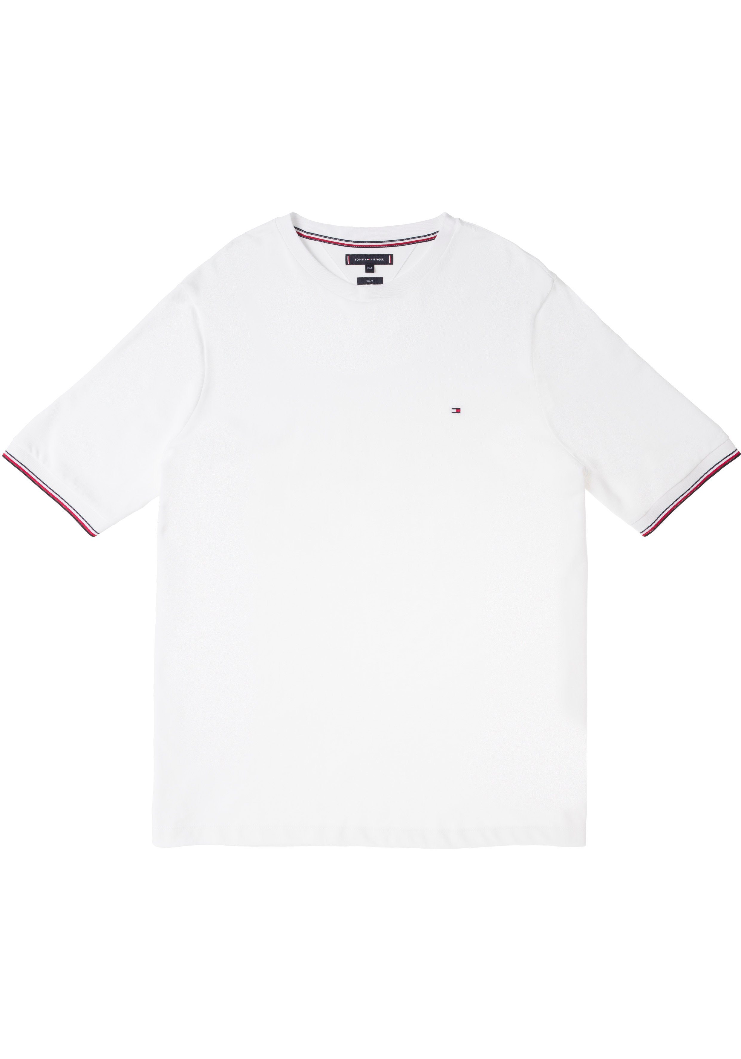 Tommy Hilfiger Big & Tall T-Shirt (1-tlg) mit Markenstreifen auch innen am Ausschnitt weiß