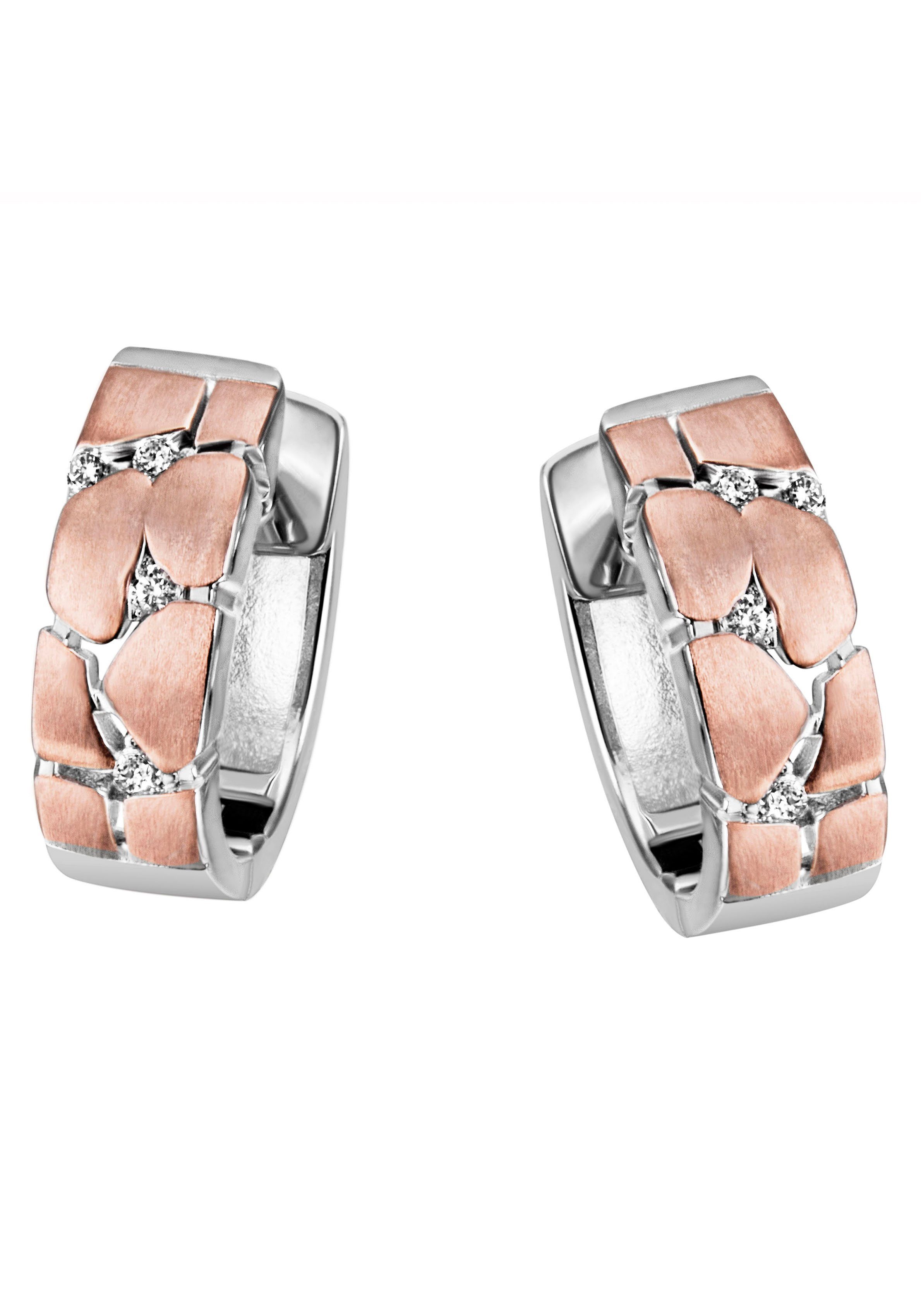 Firetti Paar Creolen Schmuck Geschenk Silber 925 Leopardenmuster, mit Zirkonia (synth)