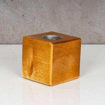 Levandeo® Teelichthalter, levandeo Teelichthalter Holz Massiv 10x10cm Teak Farbig