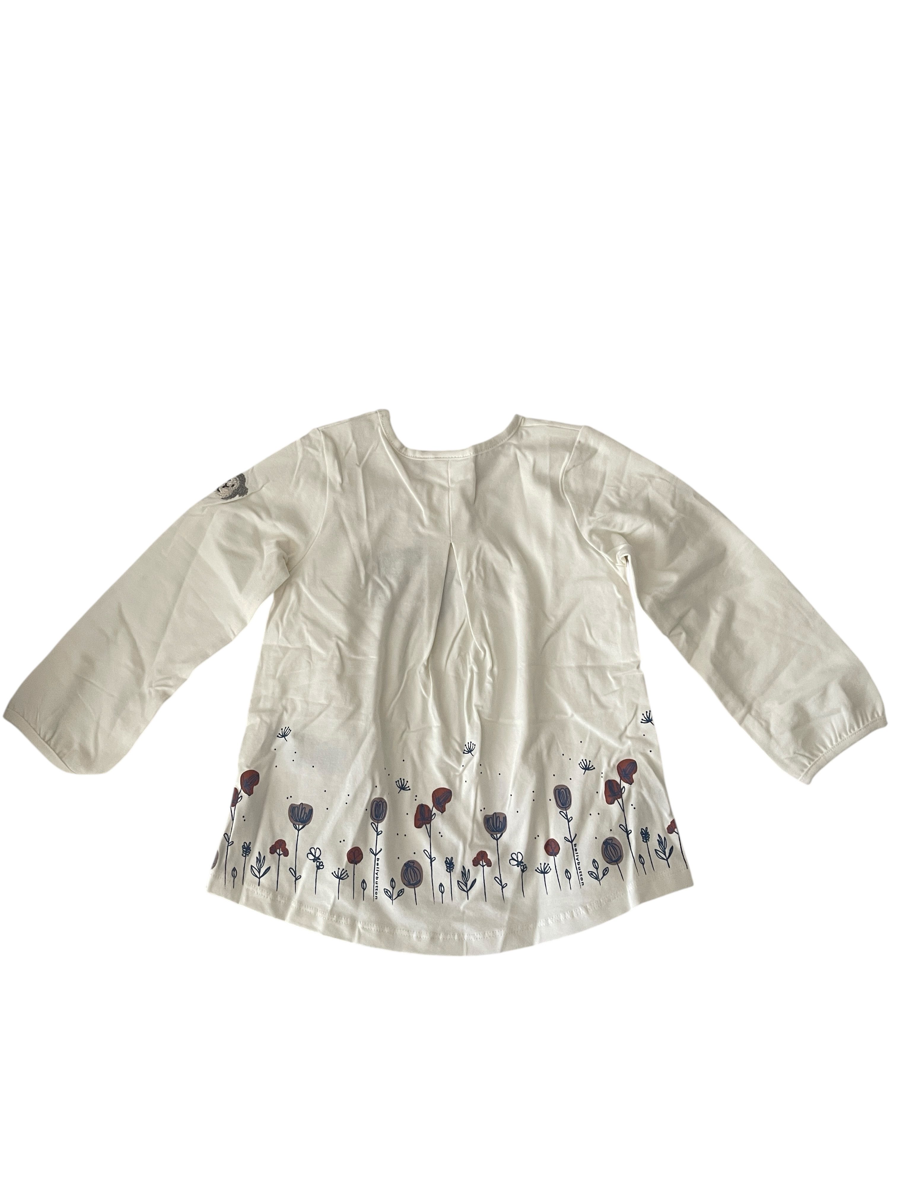Bellybutton Langarmshirt Mini Girls (1-tlg) Bellybutton Mädchen Tunika mit Blumenprint, Langarm, Farbe Creme