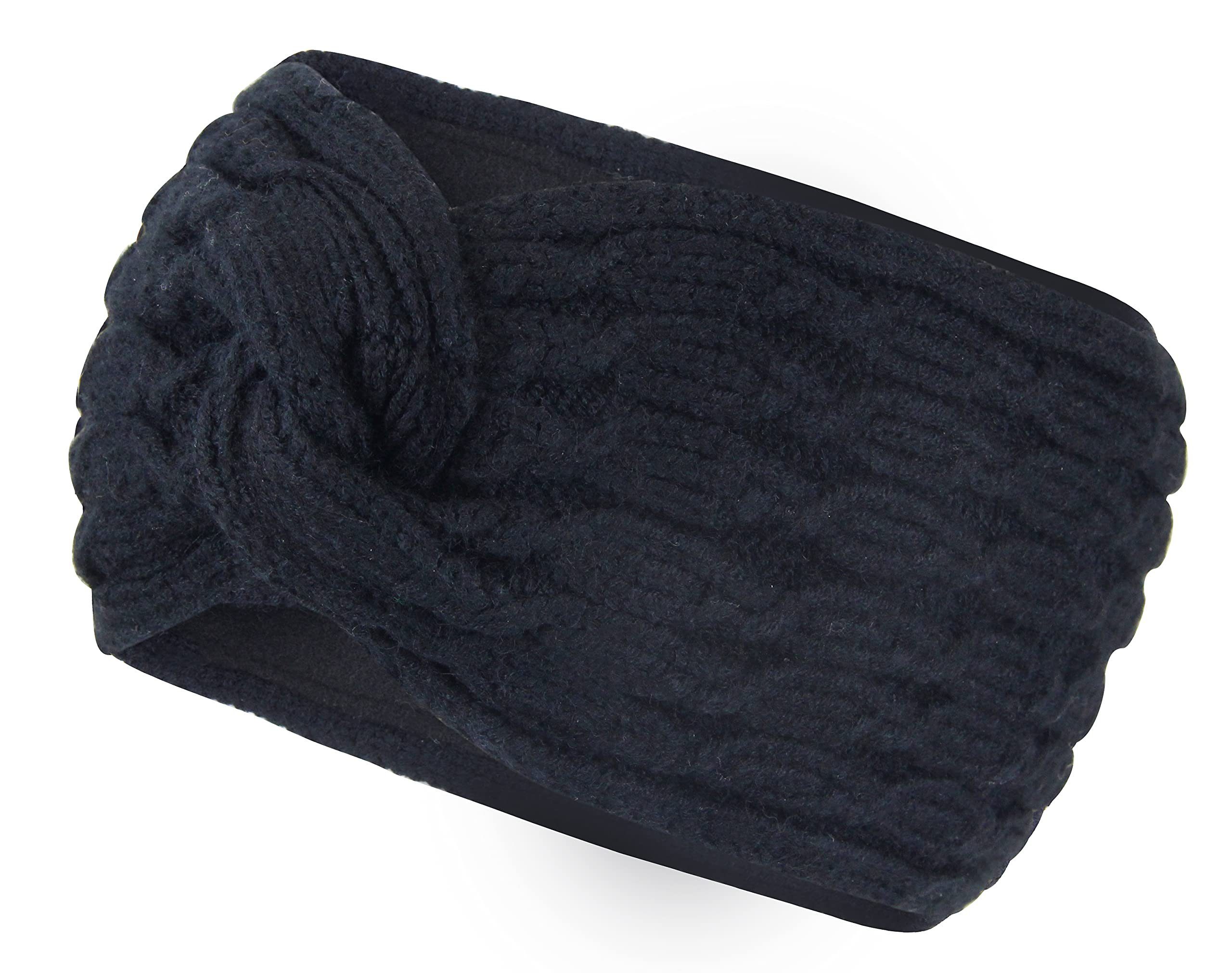 Frentree Stirnband Gefüttertes Warmes Damen Stirnband, Twist Desgin Haarband mit weichem Fleece Innenfutter, Mädchen Ohrenschützer Strick Schleife