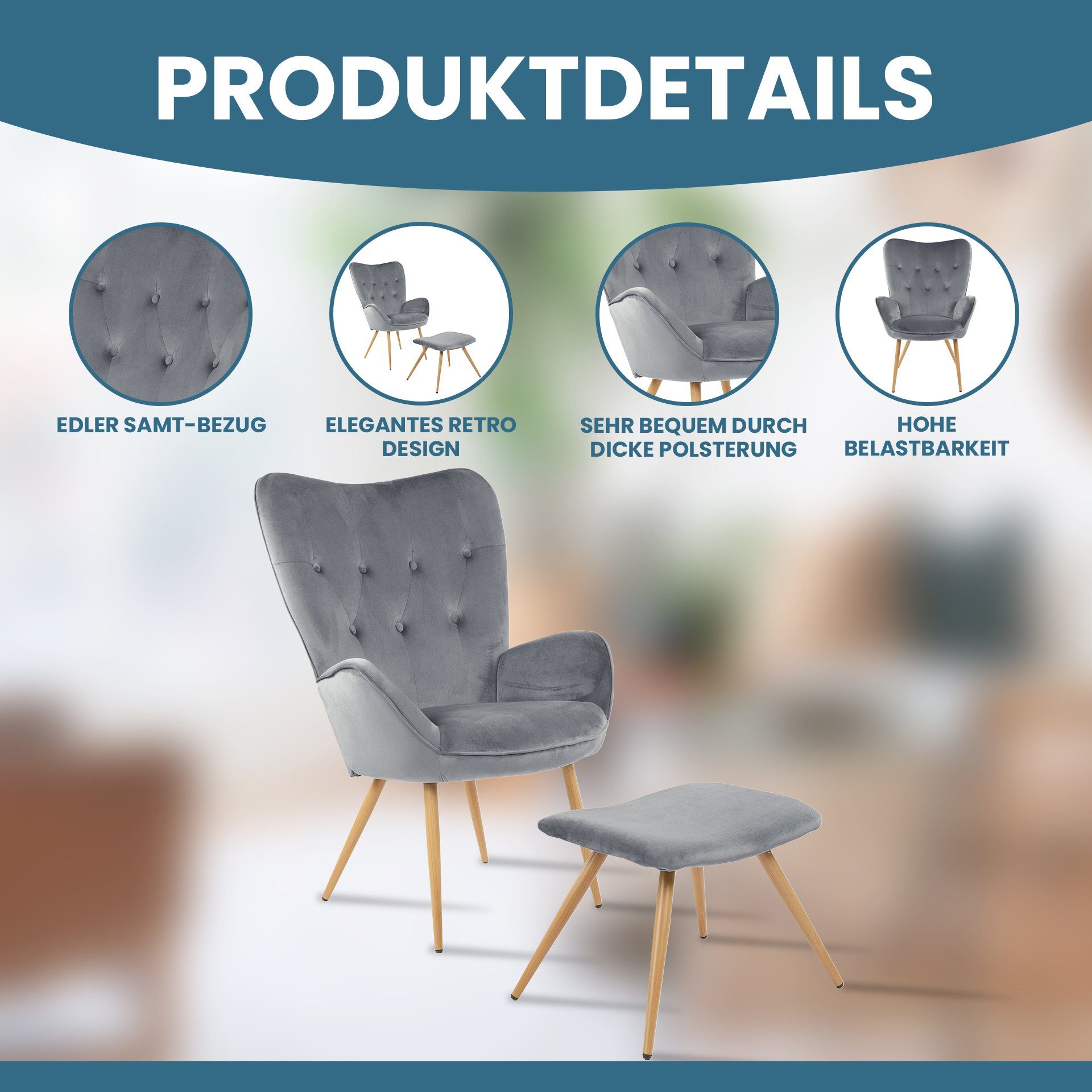 Albatros International Sessel Ohrensessel York grau günstig online kaufen