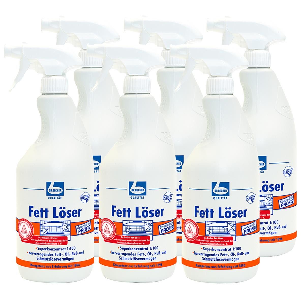 Dr. Becher Dr. Becher Fett Löser 1L hochwirksamer Öl- und Fettlöser (6er Pack) Spezialwaschmittel