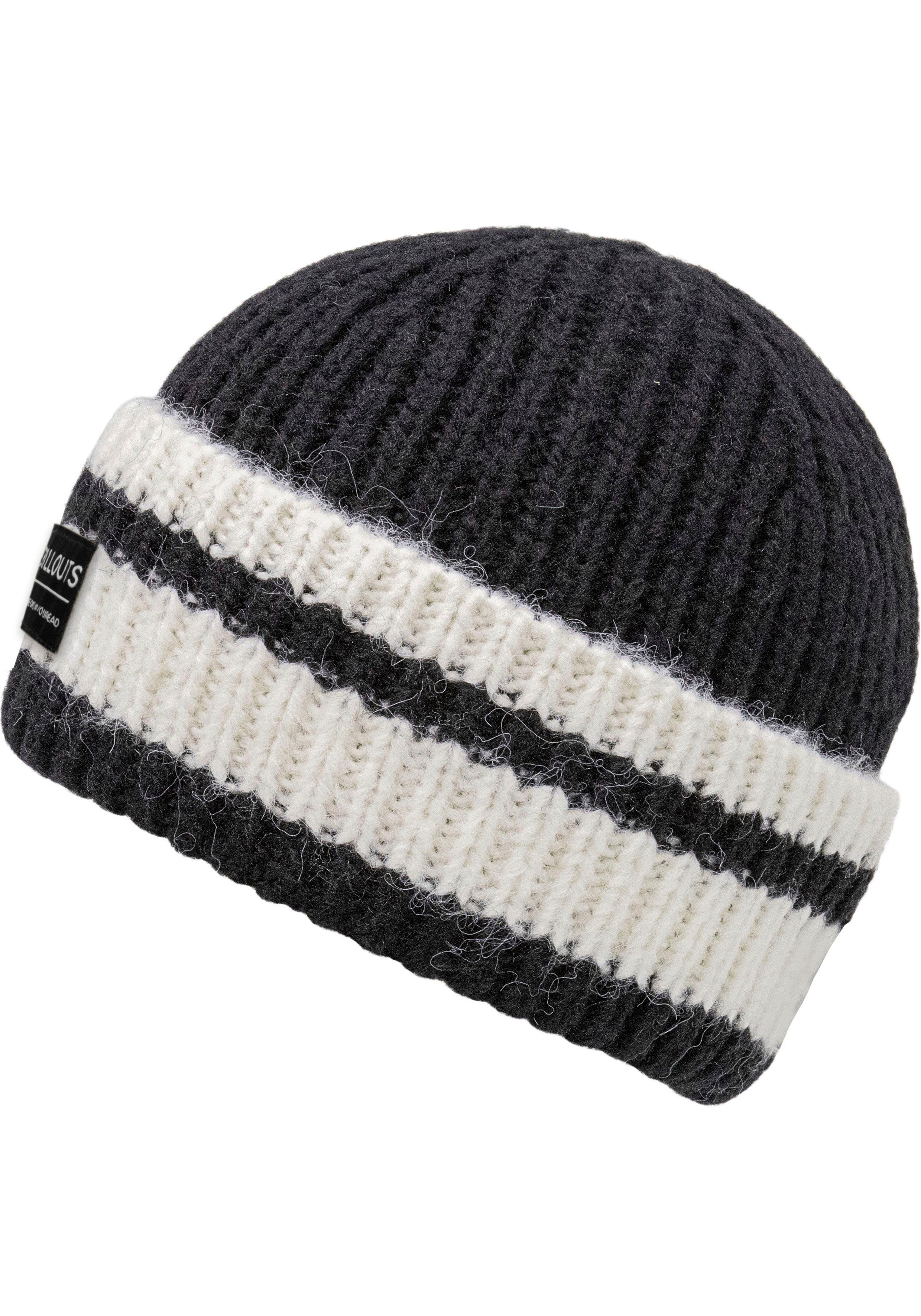 chillouts Strickmütze Cooper black-white Kontrast-Streifen Hat mit