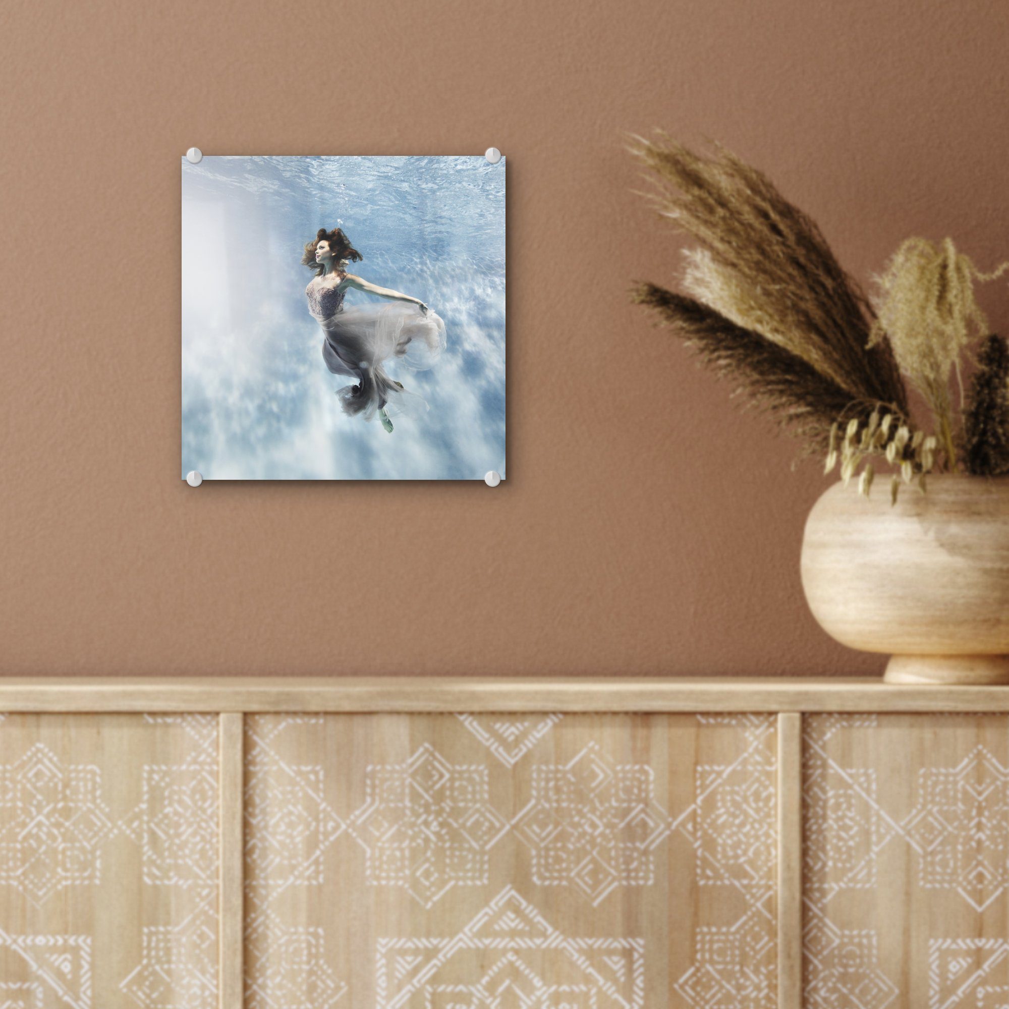 (1 - Acrylglasbild Glas St), - Bilder Foto auf Unterwasserfoto Wanddekoration Ballerina, Glas MuchoWow auf Wandbild - Glasbilder einer