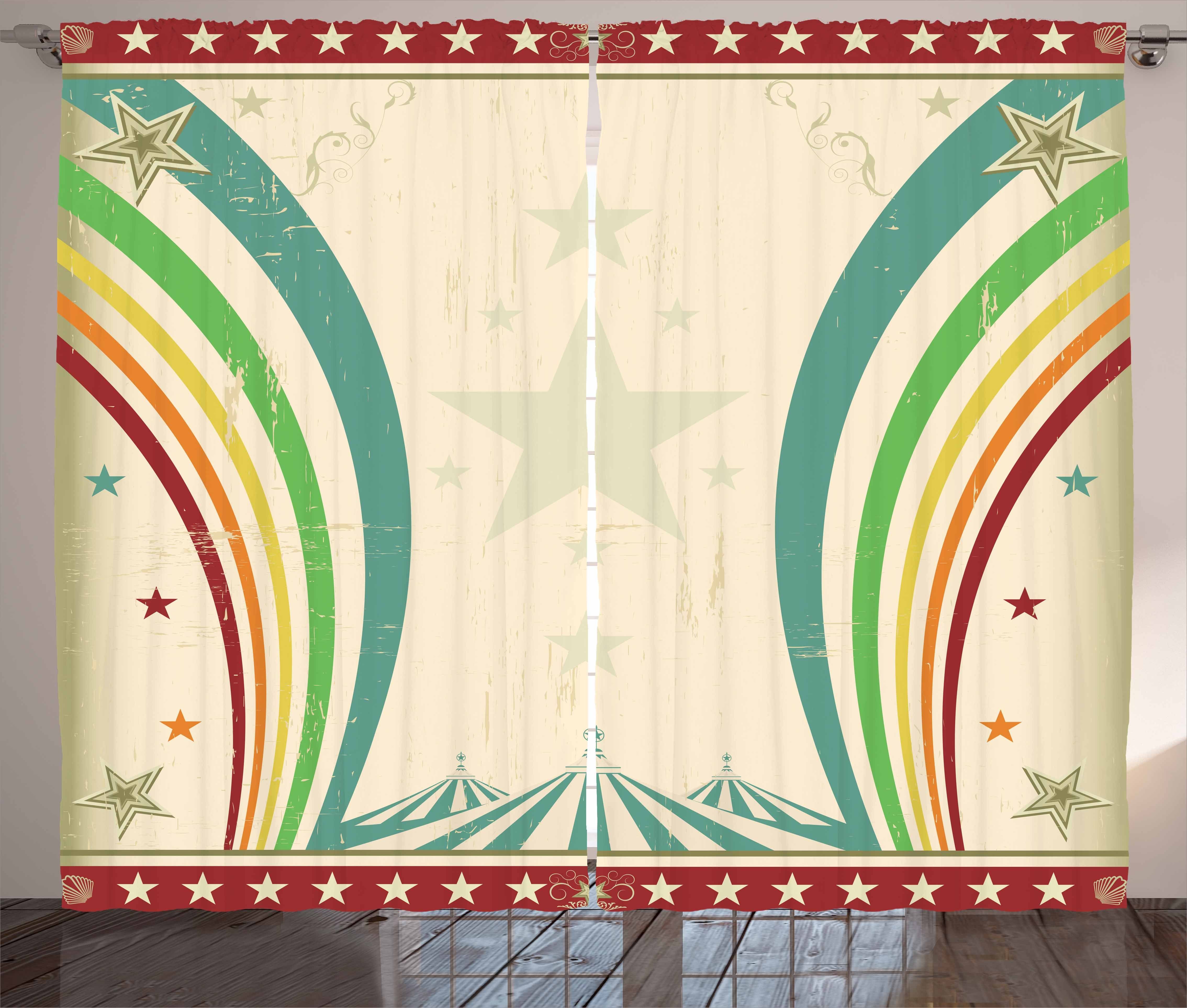 Gardine Schlafzimmer Kräuselband Vorhang mit Schlaufen und Haken, Abakuhaus, Jahrgang Rainbow Zirkus-Zelte
