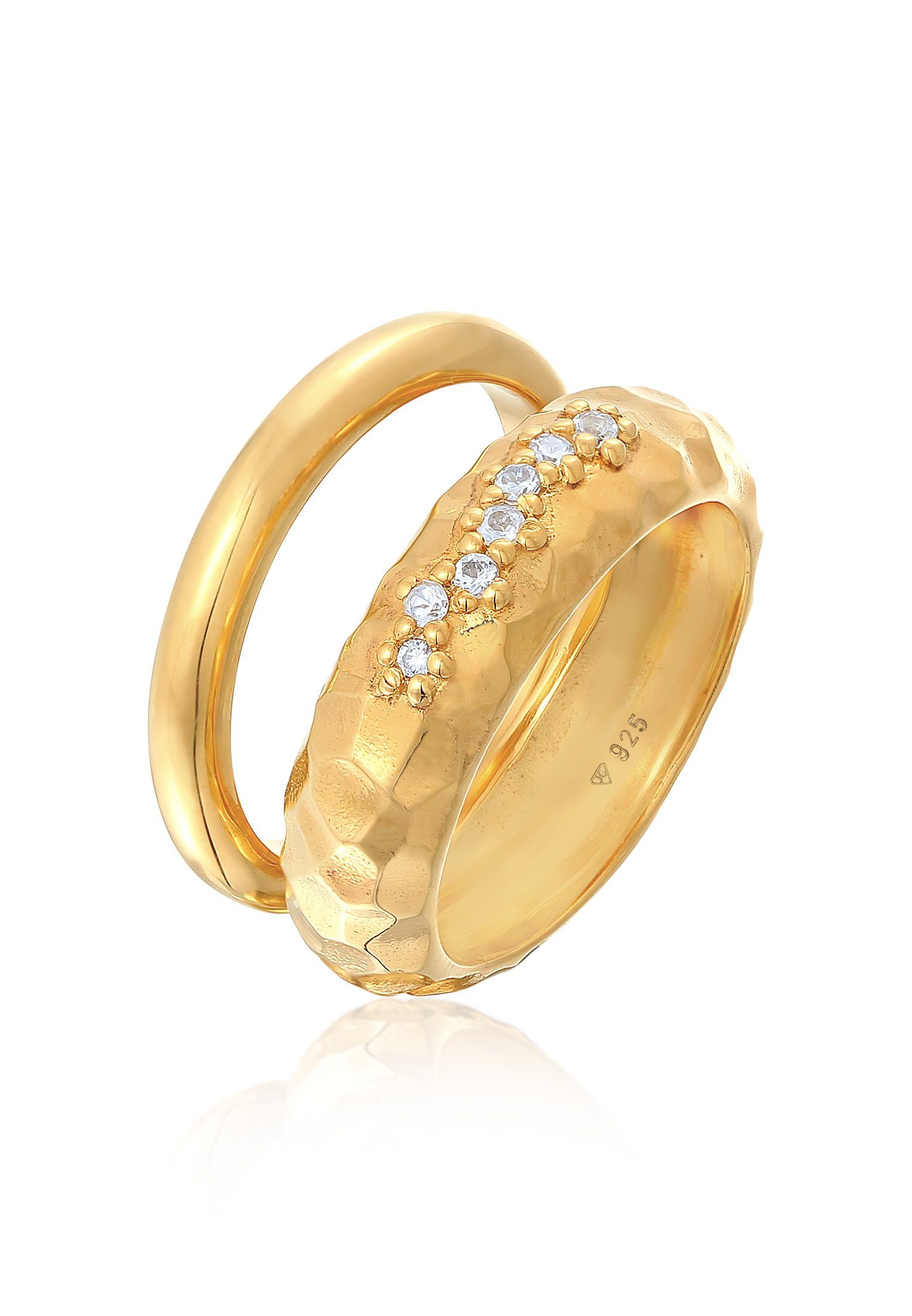 Ring-Set Topas Bandring Set Elegant 925 Silber rhodiniert