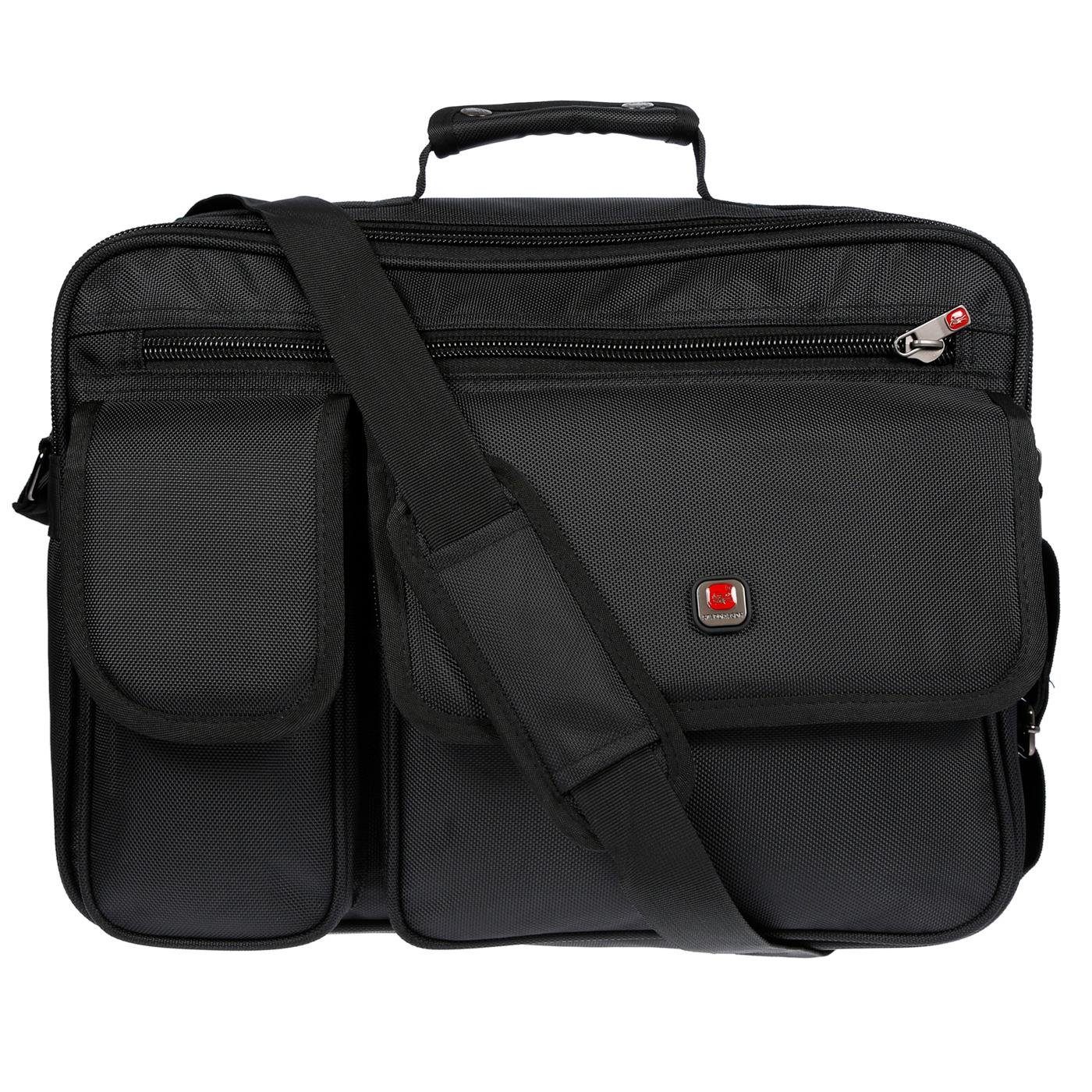 Christian Wippermann Umhängetasche Umhängetasche Laptoptasche 17 Zoll Herren Tasche, Messenger Bag Damen Schwarz – Bild 2 von 5