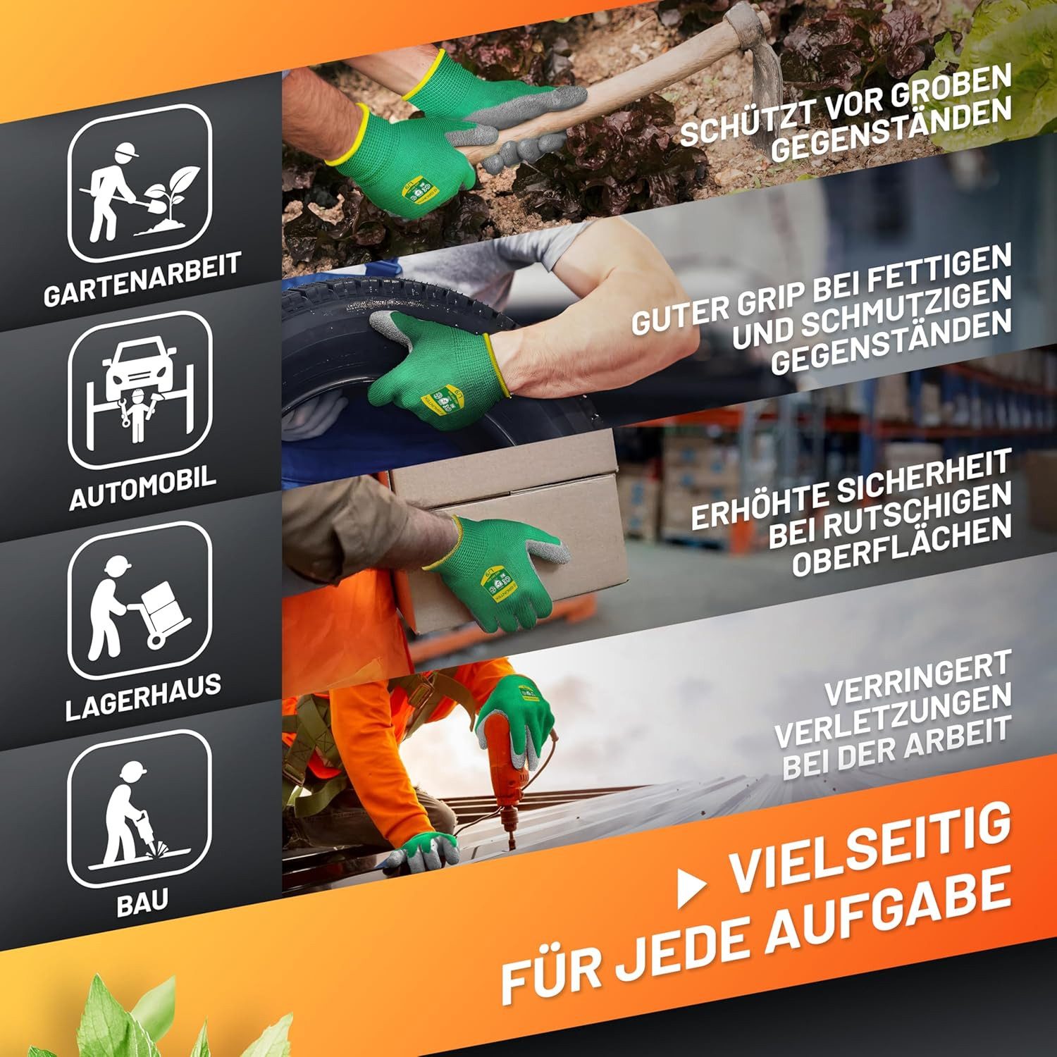 GRÜNTEK Gartenhandschuhe Schutzhandschuhe 5 Paar aus günstig online kaufen