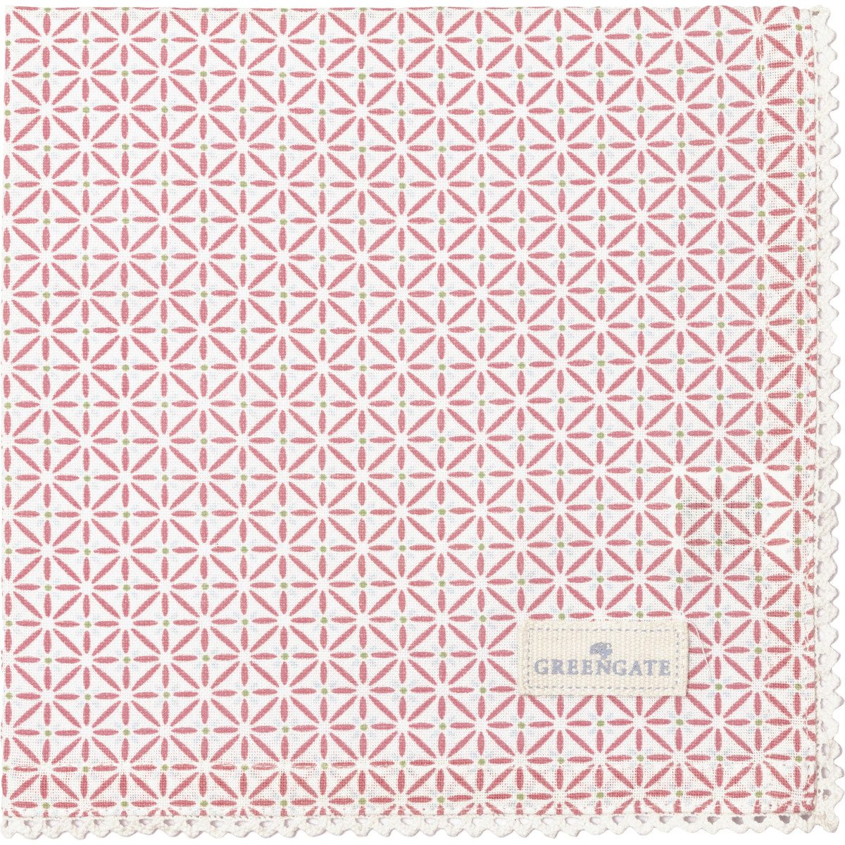 Greengate Stoffserviette Britt Stoffserviette mit Spitze pale pink 40x40cm