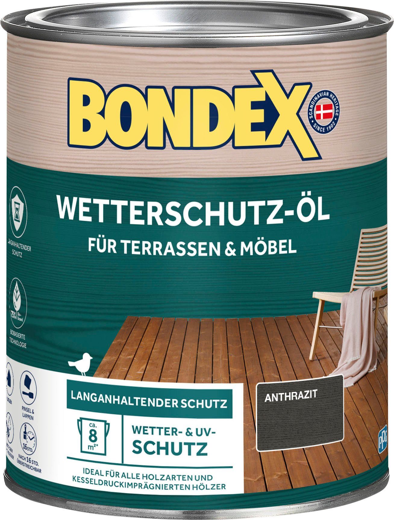 Holzöl Semi Wetterschutz-Öl, grau Bondex transparent Anthrazit,