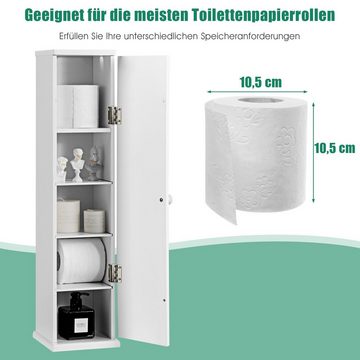 COSTWAY Toilettenpapierhalter, stehend, mit Tür & Fächern, 15x16x69cm