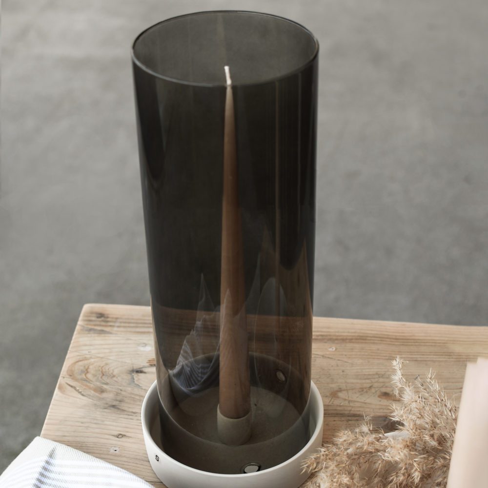 Storefactory Kerzenständer Glaszylinder STORM gerade braun, Ø 13x38 cm