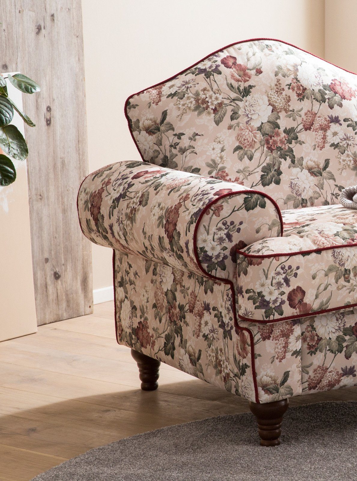 Furn.Design Sessel Elita (Polstersessel in Creme mit Blumenmuster, Landhausstil), mit Bonell Federkern