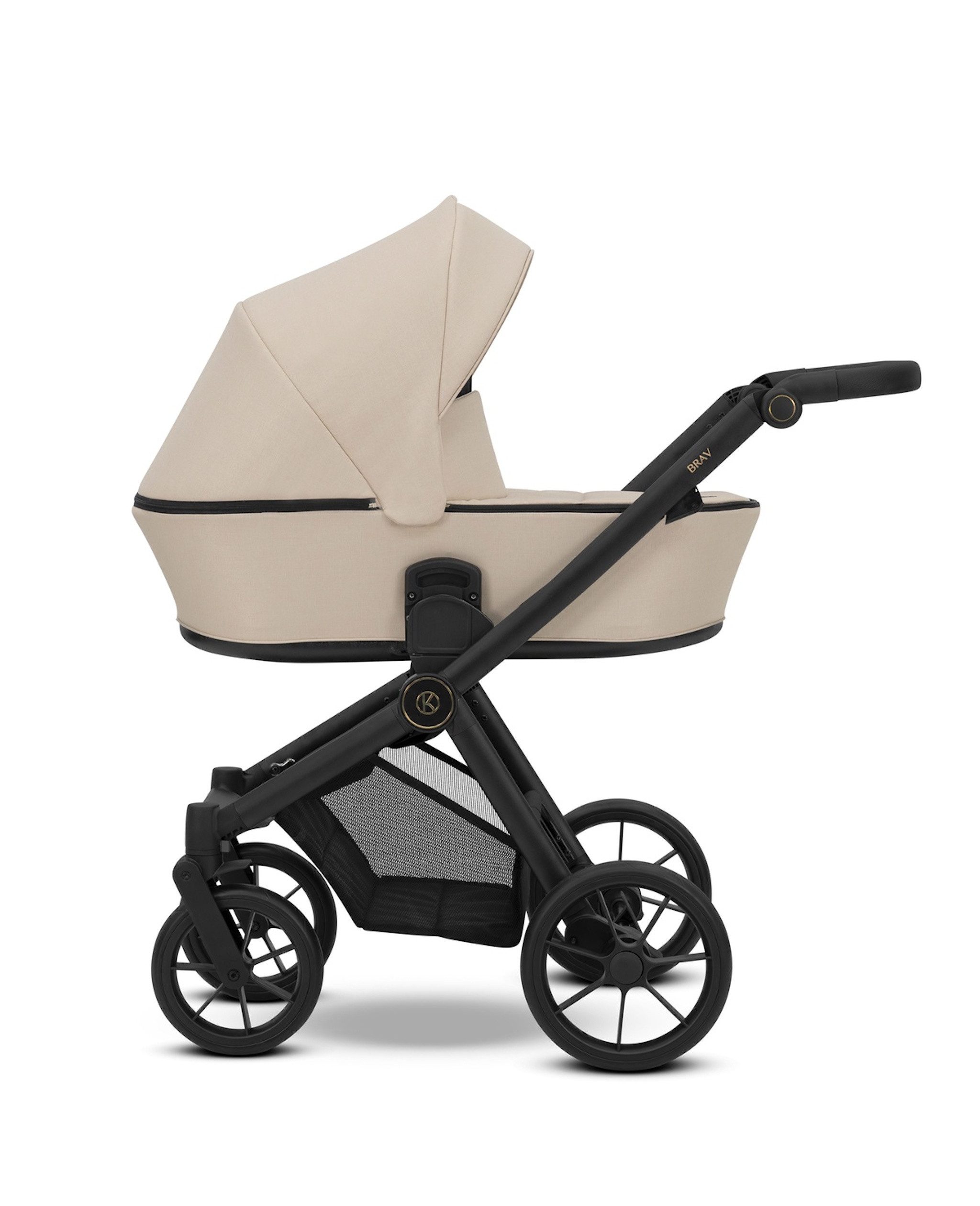 KUNERT Kombi-Kinderwagen BRAV 3 in1 Kinderwagen mit schwarzem Rahmen, Gelrädern und Autositz, Leichtes Aluminiumgestell, 5-Punkt-Sicherheitsgurte