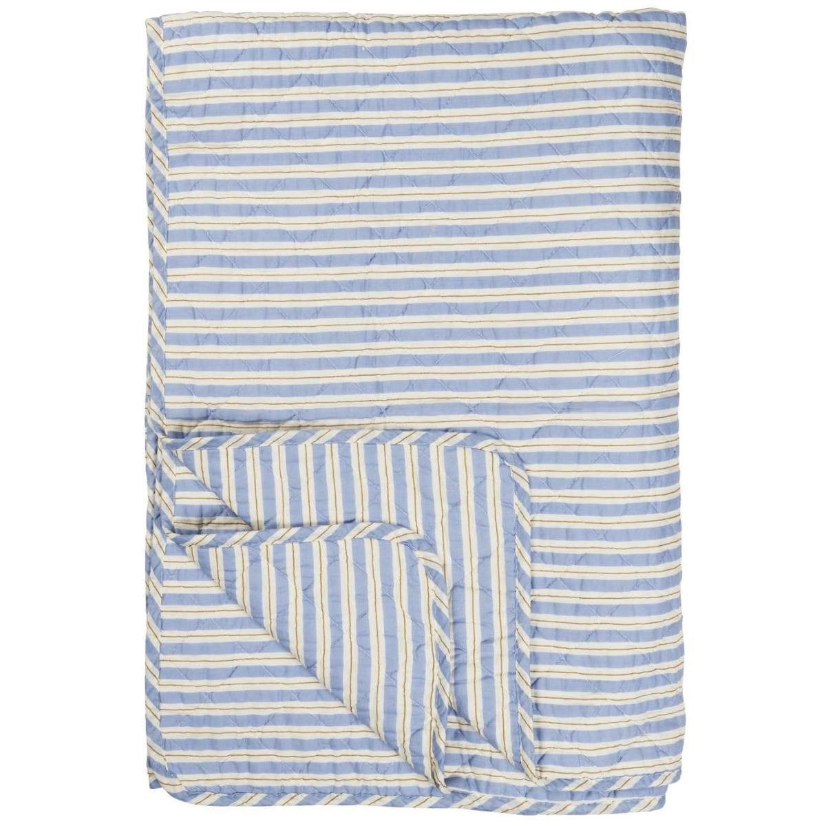 Ib Laursen Tagesdecke Quilt blau & weiß gestreift 130x180cm Wohndecke Kuscheldecke