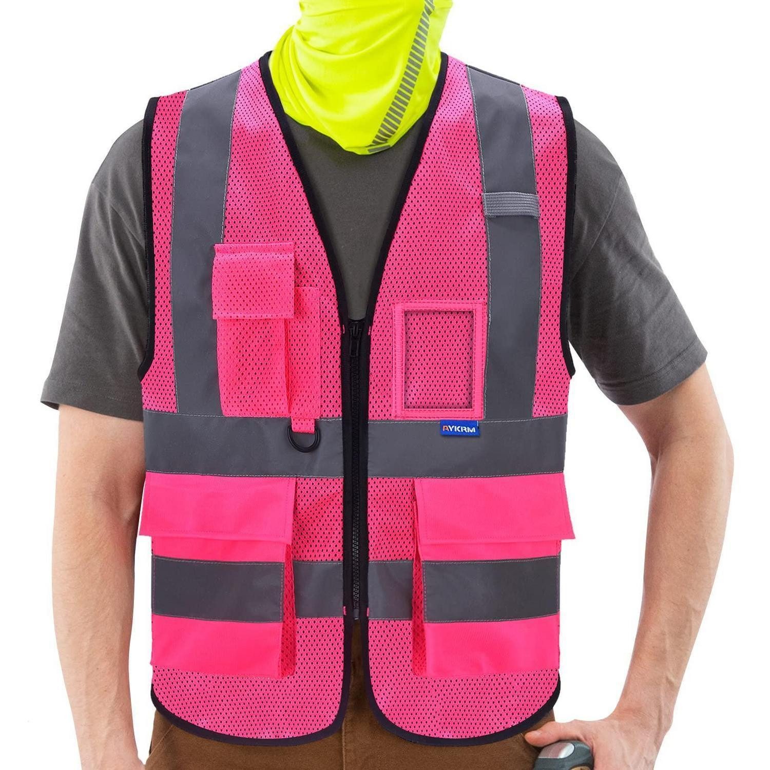 LuxusKollektion Warnweste Sicherheitsweste Rosa Mesh XL