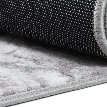 Teppich Eleganter marmorierter Kurzflor Teppich in stilvollem Grau, Carpetia, rechteckig, Rückseite mit "dot-backing" für zusätzliche Stabilität, Leicht glänzende Oberfläche