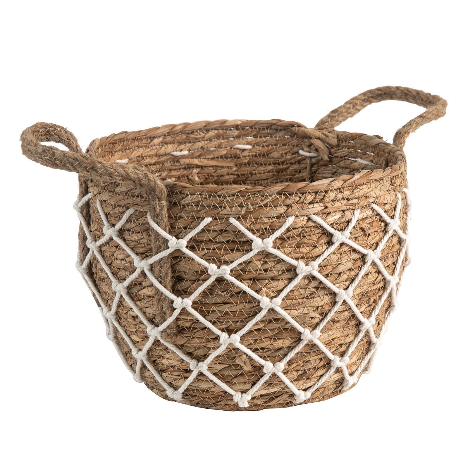 IDIMEX Aufbewahrungskorb TAO (Set), Planzkörbe geflochten mit Boho-Detail 2er Set Natur/Weiß – Bild 3 von 5