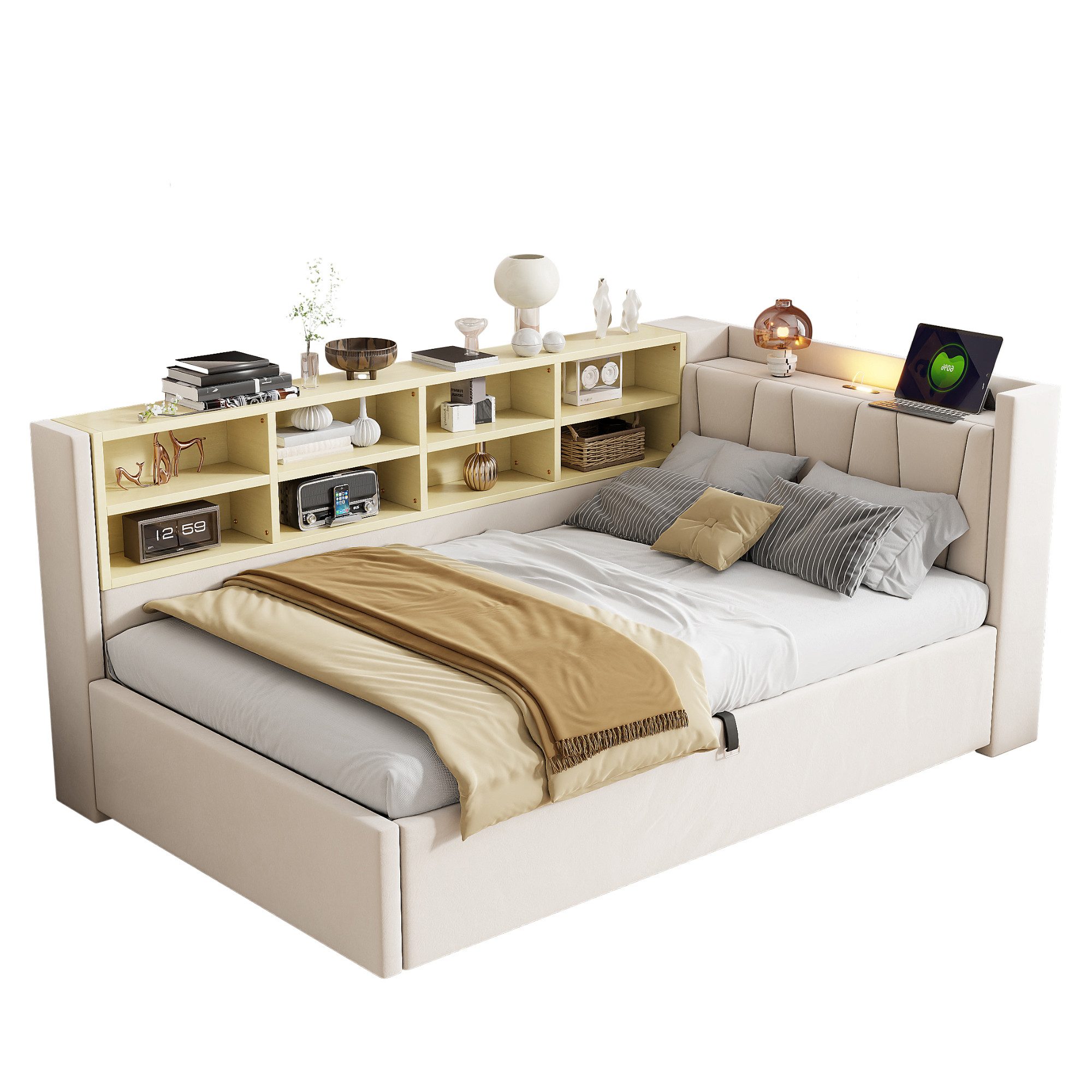 MODFU Schlafsofa Mit Hydraulischem Stauraum, Nachtlicht, USB & Typ-C Ladean günstig online kaufen