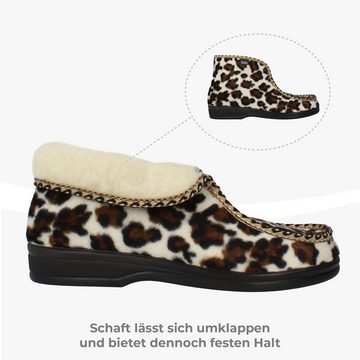 filsko List Winter HausSchuhe mit Leoparden-Muster für Damen Hausschuh mit Schafwolle gefüttert