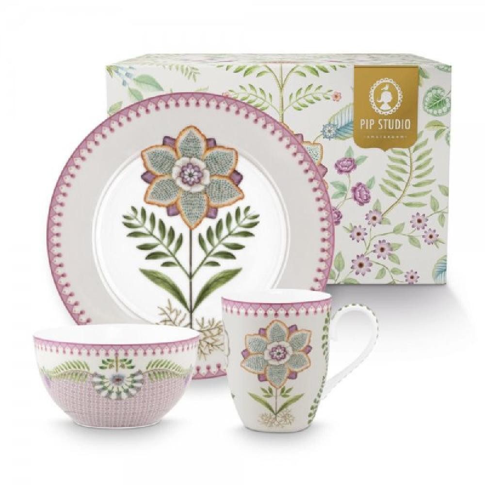 PiP Studio Geschirr-Set Frühstück-Set Lily & Lotus Lila (3-teilig)
