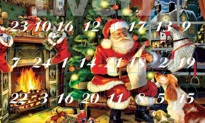 Krebs Glas Lauscha Adventskalender Santa im Haus, Weihnachtsdeko (Set, 24-tlg), mit Weihnachtsbaumschmuck